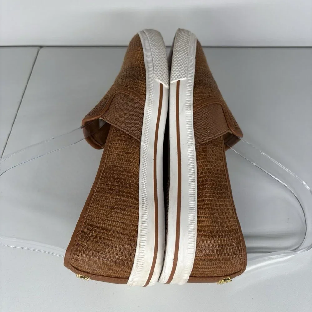 Lauren Ralph Lauren Women 6.5 Brown Woven Textured Casual Jinny Slip-On Sneakers